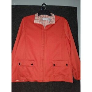 Alfred Dunner Red / Orange Lined Zip Front Pockets Jacket Womens Sz 20